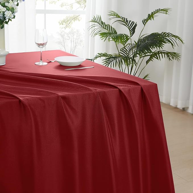 Rectangle Tablecloths 90x132 Inch 6 Pack Red Tablecloth for 6ft Washable Decorative Linen Polyester Table Cloths for 8ft Dining Table Banquets Buffet Parties and Wedding
