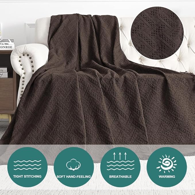 MYSKY HOME Chocolate Geometrical Sofa Covers, Sectional Couch Covers for 2 Cushion Couch Couch Cover Living Room Sofa Throws Sofa Slipcovers for Pets, Kids (Large, 71" x 102", Chocolate)