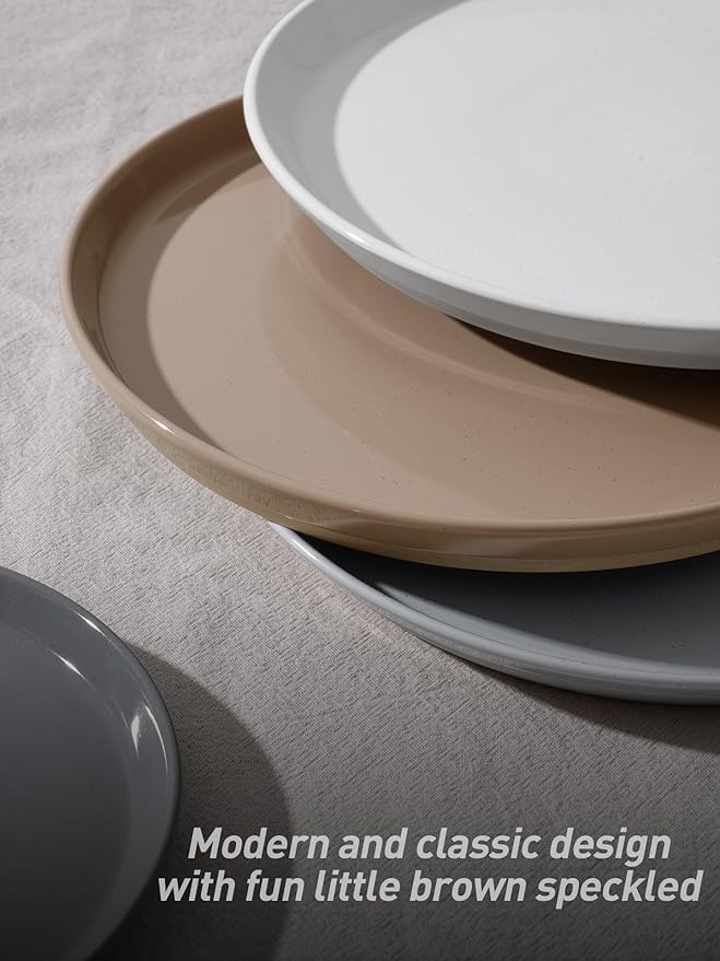 Famiware Saturn Speckled Dinnerware Sets for 8 (24 Pieces), Stoneware Plates and Bowls Dish Set - Chip and Scratch Resistant, Microwave and Dishwasher Safe, Multi-color