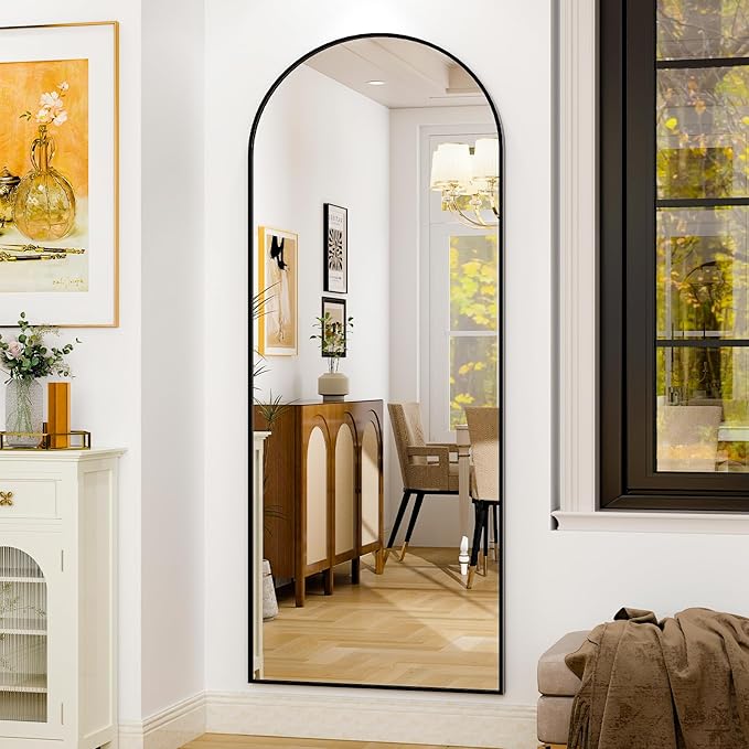 HARRITPURE 28" x 71" Full Length Mirror - Aluminum Alloy Frame Full Body Mirror - Black Extra Large Floor Mirrors for Bedroom, Living Room, Bathroom