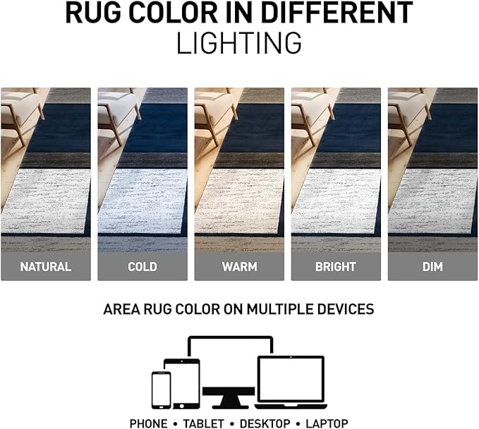 Rugshop Modern Geometric Boxes Navy Area Rug, Non-Shedding Carpet for Entryway, Bathroom, or Small Space, 2' x 3'