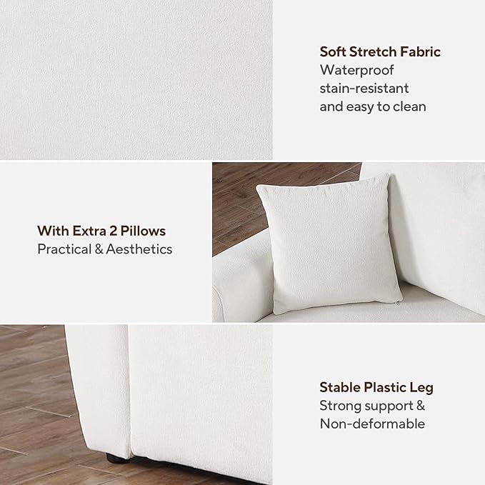 86.2" Oversize Loveseat Sofa, Chenille Loveseat, Modern Loveseat Couch with Wide Armerest, Cloud Sofa for Living Room, Bedroom and Office