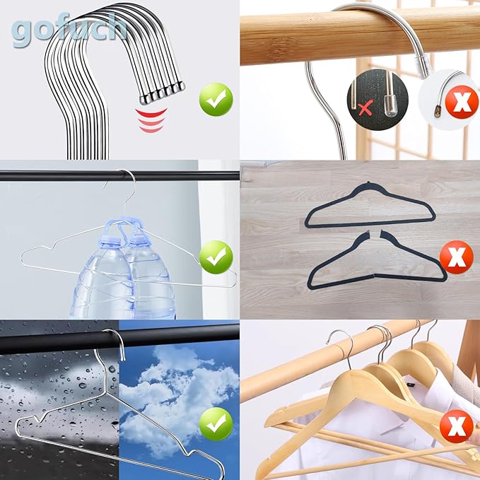 Clothes Hangers 40 Pack - Heavy Duty Stainless Steel Metal Hangers, Ultra Thin Space Saving Wire Coat Hangers with Non-Slip Shoulders (16.5 Inch)