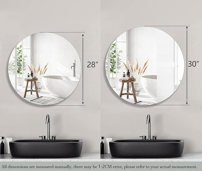 Round Bathroom Medicine Cabinet, 30 Inches Frameless Circle Mirror Cabinet Wall Mounted Cabinet with Surface Mount Installation
