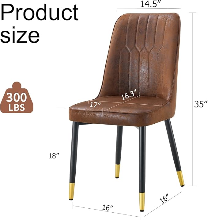 Dining Chairs Set of 4，Modern Dining Chairs, Equipped with Suede Nap Backrest Cushions and Metal Legs, Suitable for Restaurants, Kitchens, and Dining Room Chairs