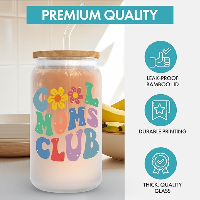 KLUBI New Mom Gifts for Women - Cool Moms Club Tumbler With Straw 16 Ounce After Birth Pregnancy Present New Mama Soon to be Mom to be Gift, First Time Mother Gifts for Pregnant Wife