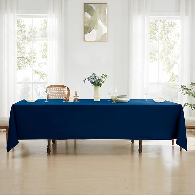 Rectangle Tablecloths 90x132 Inch 6 Pack Navy Blue Tablecloth for 6ft Washable Decorative Linen Polyester Table Cloths for 8ft Dining Table Banquets Buffet Parties and Wedding