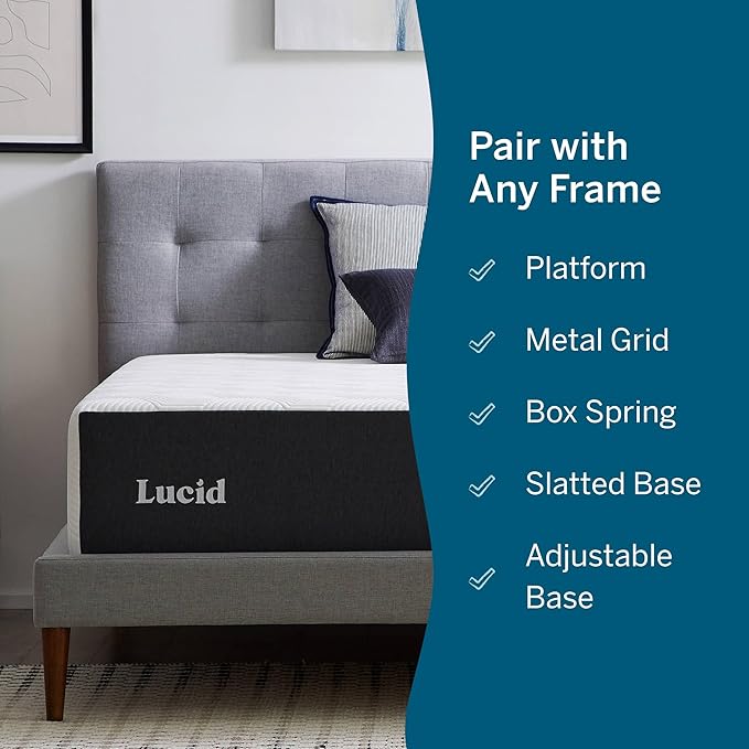 Lucid 14 Inch Memory Foam Mattress - Medium Firm Feel - Infused with Refreshing Bamboo Charcoal and Cooling Gel - Bed in a Box - Temperature Regulating - Pressure Relief - Breathable - Twin Size