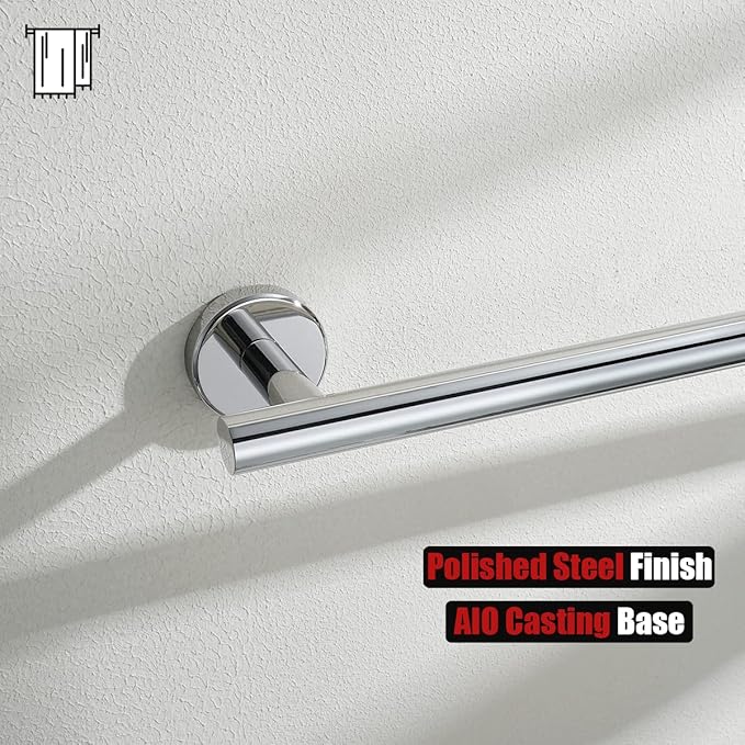 JQK Chrome Bath Towel Bar, 33 Inch 304 Stainless Steel Thicken 0.8mm Towel Rack Bathroom, Towel Holder Polished Finished Wall Mount, Useable Length 30 Inch 2 Pack, TB110L30-CH-P2