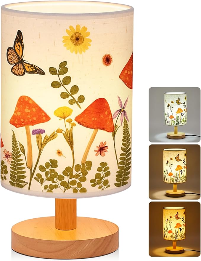 Hortsun Pressed Flower Lamp Vintage Table Small Lamp Cottagecore Decor Boho Night Light Decorative Rustic Night Light for Living Room, Bedroom or Office, Christmas Gift for Women