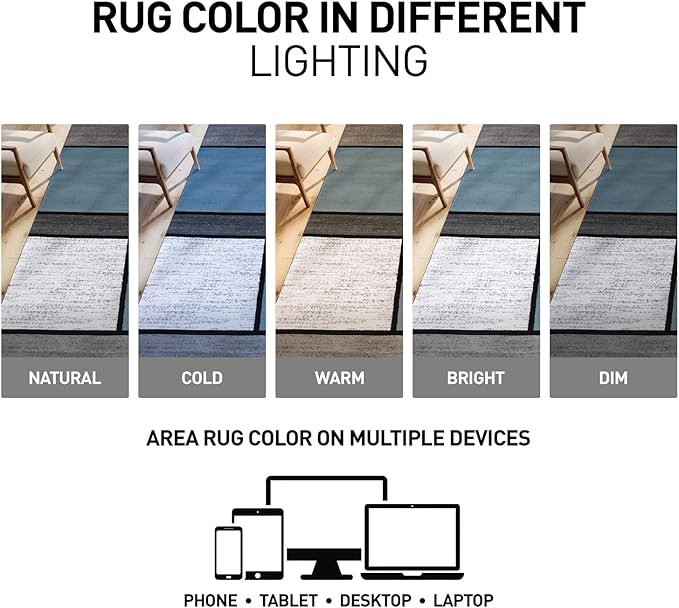 Rugshop Contemporary Modern Boxes for Home Office,Living Room,Bedroom,Kitchen Non Shedding Area Rug 6' 6" X 9' Blue/Gray