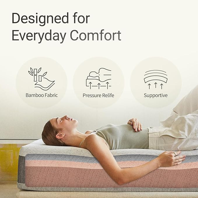 LIFEMENT King Mattress 8 Inch, Essential Graphite Infused Memory Foam Bed | Medium Firm, Fiberglass Free, Cooling Pressure Relief | CertiPUR-US & Oeko-TEX Certified, Mattress in a Box