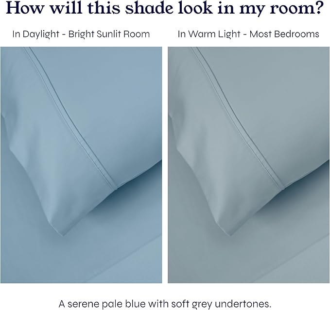 California Design Den Split King Sheets Sets for Adjustable Bed - Soft 400 Thread Count Sateen, Natural 100% Cotton Sheets with Deep Pockets, Breathable, Cooling and Durable Bedding Set - Sky Blue