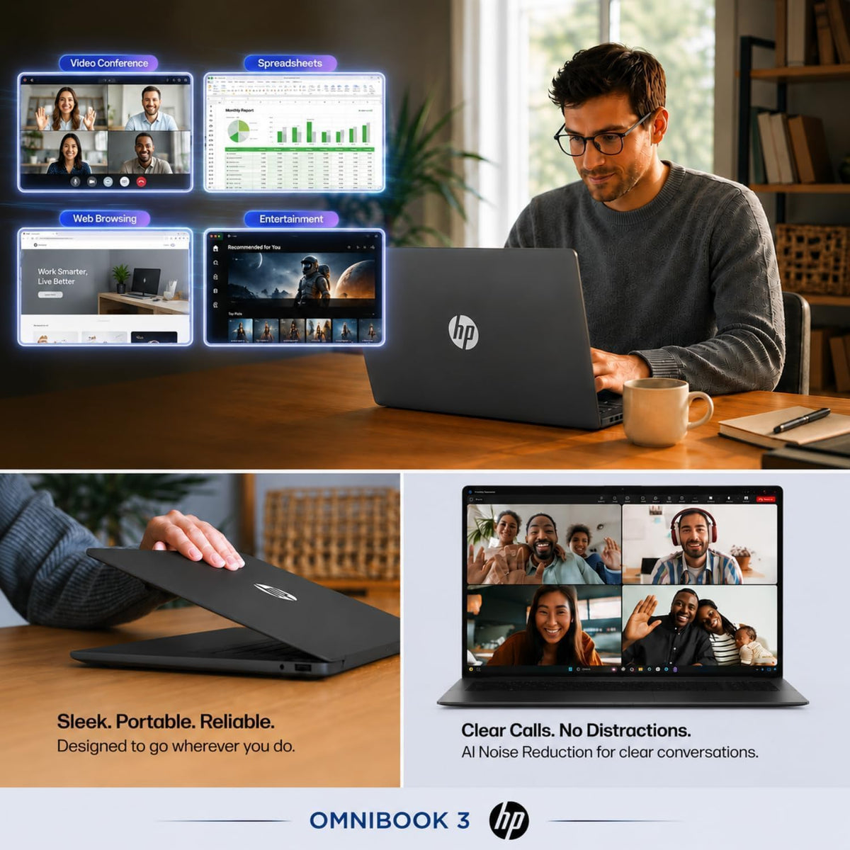 HP OmniBook 16" 2K Touchscreen Business Laptop | 12-Core Intel Core Ultra 7 Processor (Up to 5.2GHz) | 32GB DDR5 RAM | 1TB PCIe SSD | WUXGA (1920 x 1200) IPS Display | Wi-Fi 7 | Windows 11
