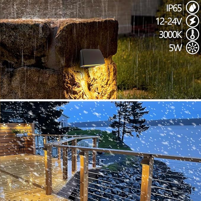 Arrownine Landscape Lighting Low Voltage Deck Lights 5W 12-24V,Outdoor Waterproof Fence Post Lights for Patio Stairs Yard Railing Wall Light Warm White Bronze Color 2 Packs