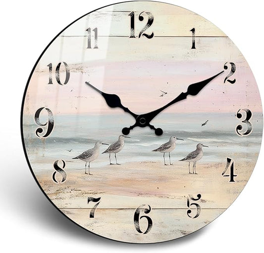Extra Large Rustic Vintage Wall Clock - 24 Inch Round Coast Clocks for Hallway Decor, Battery - Operated Silent Wall-Clock for Farmhouse, Living Room, Home