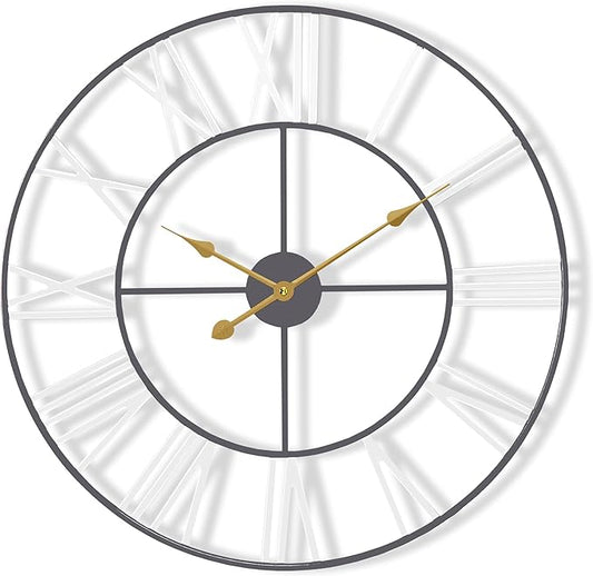 Sorbus Large Wall Clock for Living Room Decor – Easy to Hang 24-Inch Big Wall Clock – Metal Wall Art for Kitchen, Bedroom, Home, Office – Analog Decorative Wall Clock (Black)