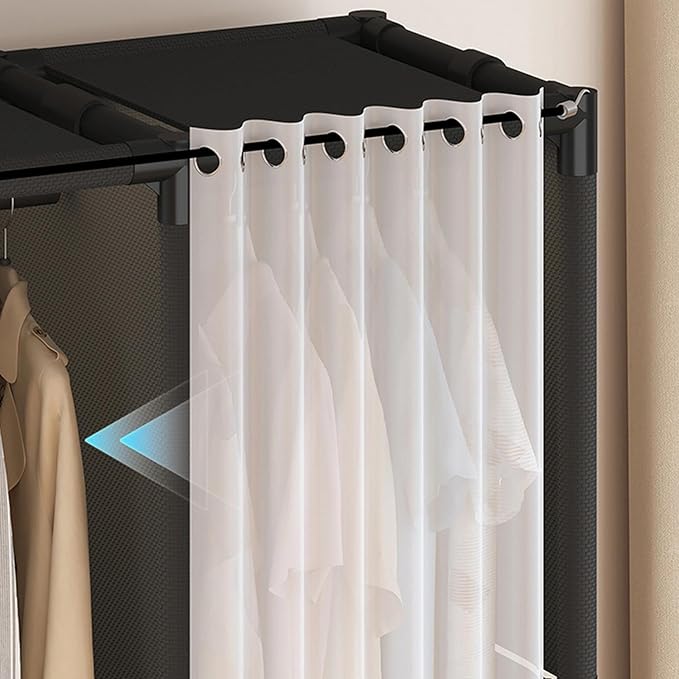Portable Closet,Portable Closets for Hanging Clothes,Japanese Style Garment Rack with 1 Hanging Rods,2 Storage Shelves,27.5" L x 17.7" W x 65.1" H,White