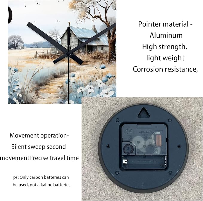 XNM Small Wall Clocks Battery Operated 12 Inch Flower Silent Wall Clock for Bedroom Rustic Clocks for Walls(No Solid Wood, It is with MDF Material)