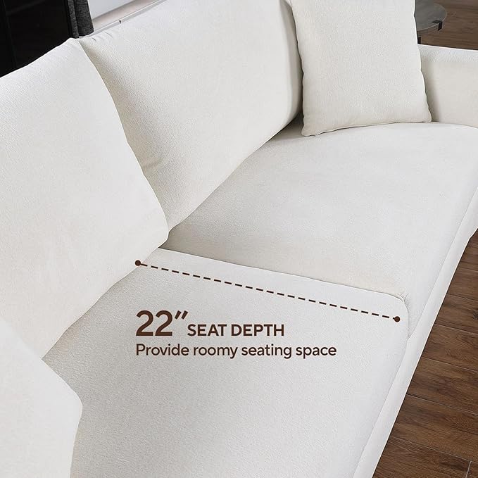 66.5" Oversize Loveseat Sofa, Chenille Loveseat, Modern Loveseat Couch with Wide Armerest, Cloud Sofa for Living Room, Bedroom and Office, Beige