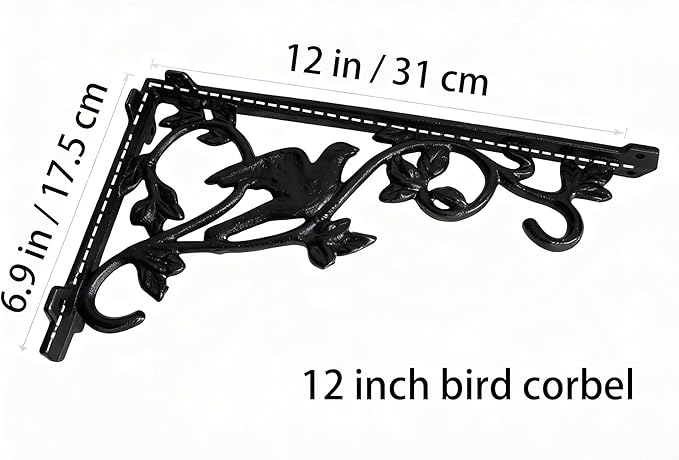 12 Inches Shelf Brackets 4 Pack Cast Iron Bird Corbels 12'' * 6.9'' Decorative Shelf Supply Mouting Screws Included