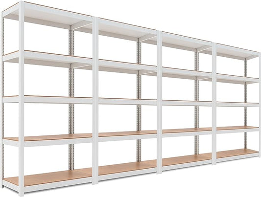 HOMEDANT House 5 Tier Laminated Metal Shelving Unit Adjustable Storage Utility Rack Heavy Duty Shelves Organization Multipurpose Shelf Kitchen Garage Pantry Closet (4, (M) 36.2" W, White)