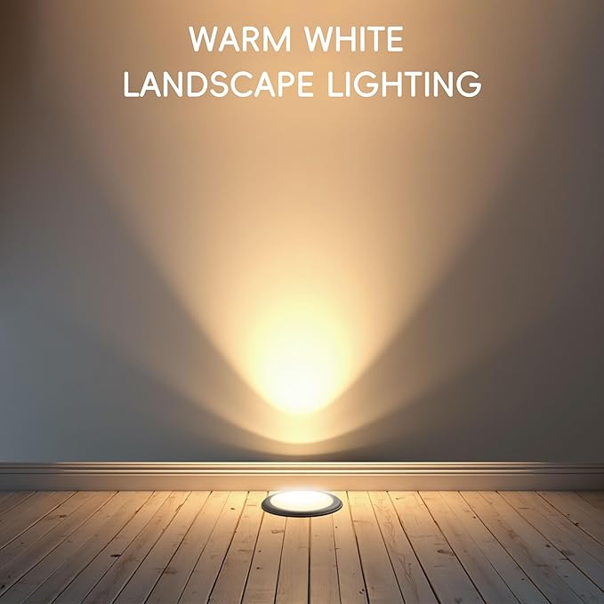 5 Inch LED Low Voltage Under Ground Lighting, 6.5W In Ground Well Light with Grated Top, 12V 3000K Warm White Waterproof Outdoor Lights for Garden Fence Pathway Deck Driveway Walkway, 4 Pack