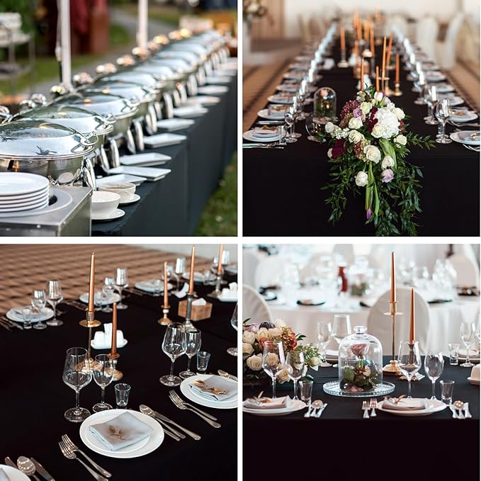 Rectangular Tablecloth 90x156 Inch 6 Pack Black Table Cloths for 8ft Stain Resistant Decorative Washable Polyester Rectangle Tablecloths for Dining Table Banquets Buffet Parties and Wedding