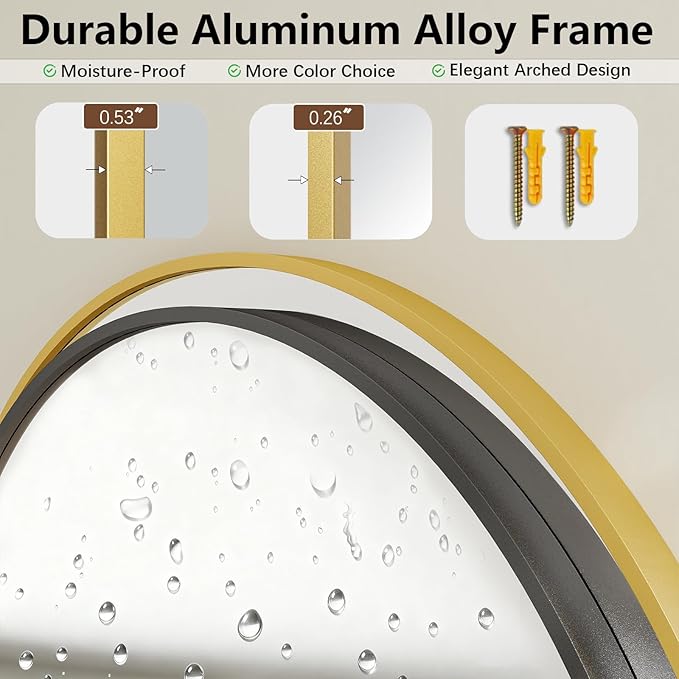 Oversized Full Length Mirror, 40"x80" Large Arched Floor Mirror Full Length with Stand, Room Decor Big Full Body Mirror with HD Tempered Glass Aluminum Frame for Bedroom Living Room, Gold