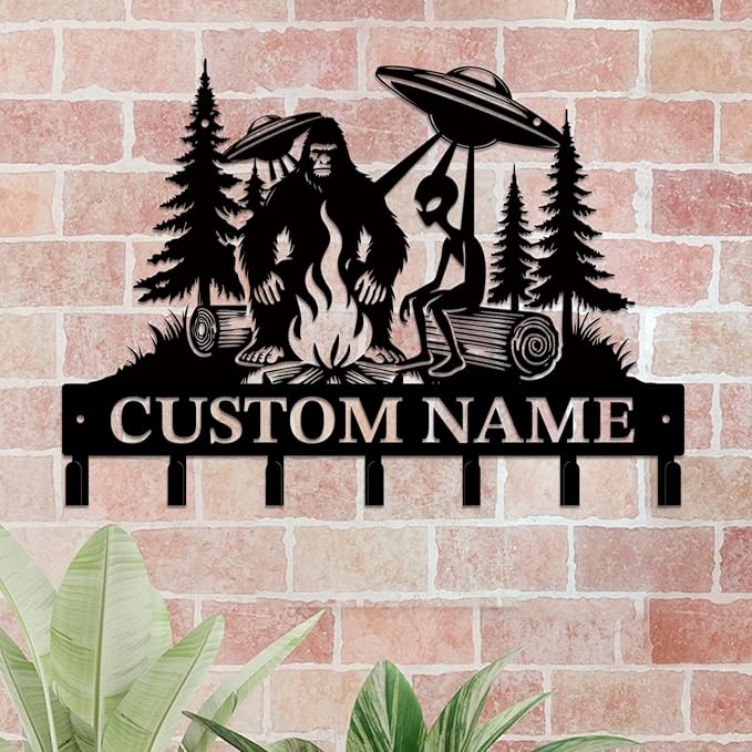 Personalized Custom Alien ET Metal Wall Keys Hooks,Clothes Hooks Alien ET Art coat racks,door holder,Black Alien ET decorations for home,Entrance doors,Hallway, Bedroom,Keys,Hats (Style M)