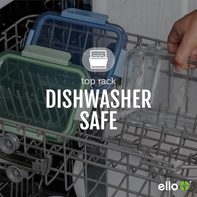 Ello Color Lock 8PC Mixed Glass Food Storage Sets, Leak-Proof Glass Food Storage Containers with Airtight BPA-Free Plastic Lids, Dishwasher, Microwave, and Freezer Safe, Desert Festival