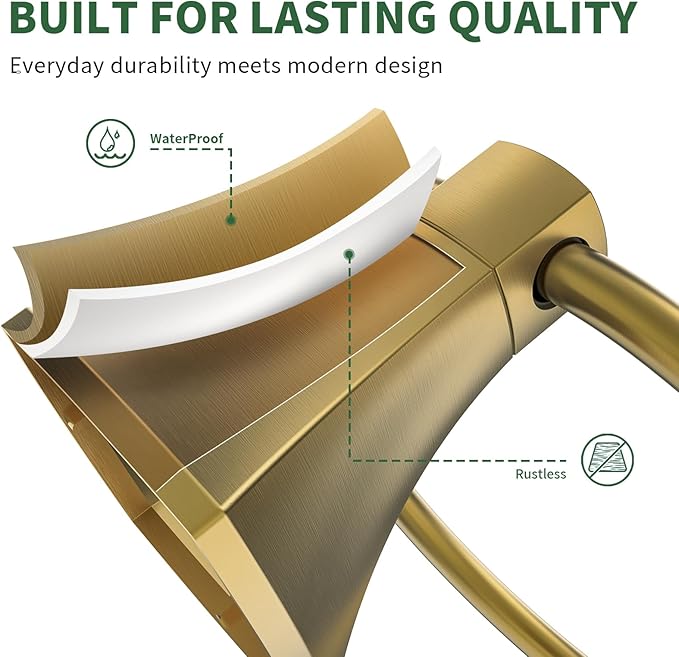 Hand Towel Holder for Bathroom Brushed Gold Towel Ring Stainless Steel and Zinc Alloy Towel Hanger Wall Mount for Bath, Kitchen