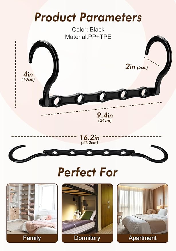 HOUSE DAY Closet Organizers and Storage 6 Pack, College Dorm Room Essentials, Multifunctional Organizer Magic Space Saving Hangers with 5 Holes, Storage Organization for Wardrobe Closet