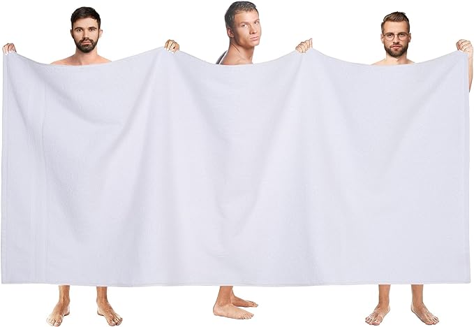 Quick-Dry, Soft & High Absorbent Jumbo Bath Sheet 35"x70" Cotton Turkish Bath Towel Set of 2 | Daily Use 100% Cotton for Bathroom, Gym & More | Bathroom Towels Set (2 Pcs, White)