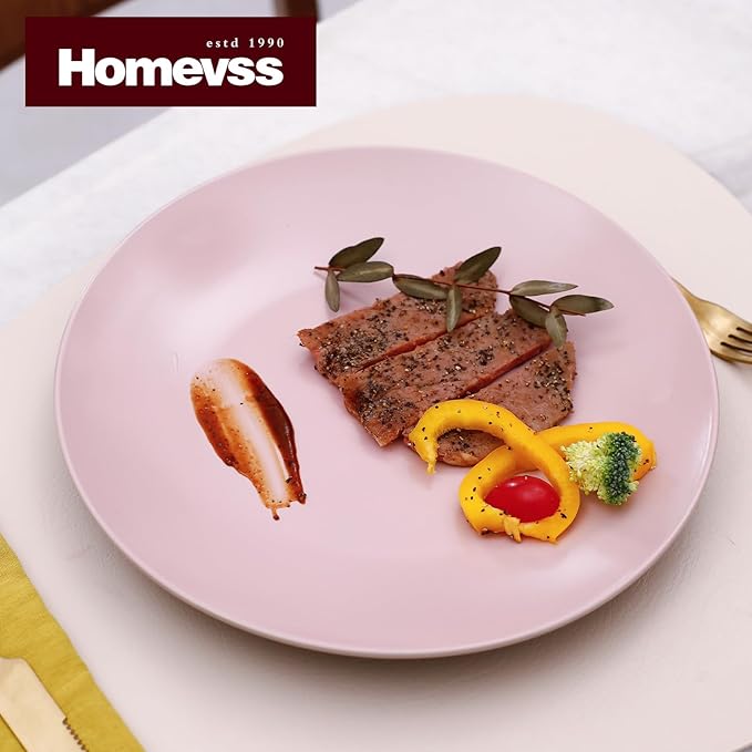 Stoneware Two-Tone Colors Life 18pc Dinner Set，Outside Shiny Black + Inside Matte Glaze Rose