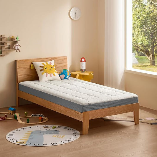 6 Inch Twin Memory Foam Mattress, Medium Firm - CertiPUR-US Certified, Pressure Relief, Bed in a Box - Removable & Washable Bamboo Fiber Cover for Kids, Bunk Bed, Trundle