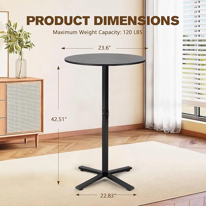 Bar Table,41 Inch Height Cocktail Table Round Bistro Bar Table with Metal Frame and Cross Base for Home,Kitchen Dining,Bar,Black