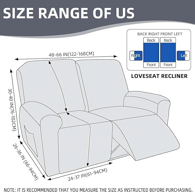 Genina Recliner Loveseat Covers, Stretch Reclining Sofa Covers, 2 Seater Couch Cushion Stripe Jacquard Recliner Slipcovers - Furniture Protector Covers for Pet Kid (Chocolate)