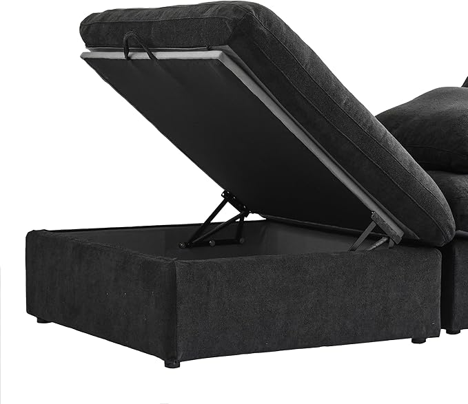 Cloud Modular Sectional Sofa Couch,120.45" U Shaped Convertible Couches with Storage Ottoman for Living Room,Minimalist Deep Sofa Couches,Sofa Covers Washable&Replaceable(Black)