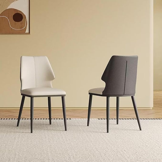 Dining Chairs Set of 2, Modern Faux Leather Dining Black Legs for Living Kitchen Dining Room