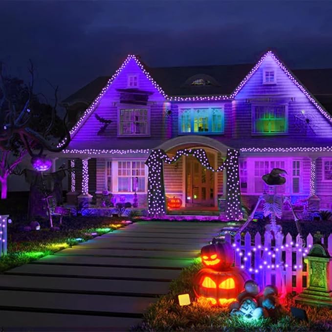 Kwaiffeo LED String Lights for Halloween Christmas Holiday Decorations, 8 Modes Fairy Lights for Indoor Outdor, 164FT 500LED, Purple