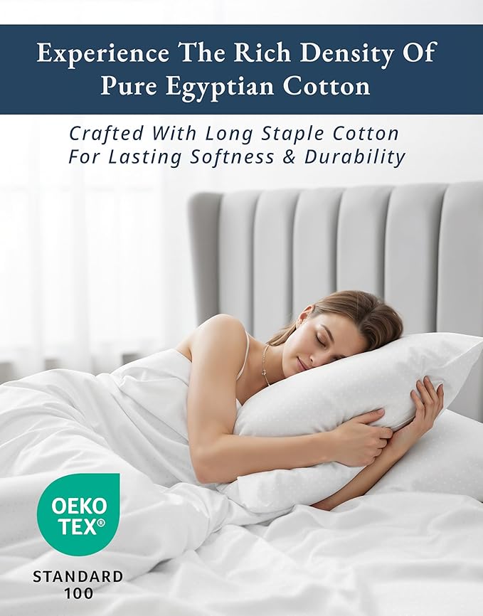 LANE LINEN 100% Egyptian Cotton California King Sheet Sets, Soft & Comfy Hotel Like Thick Fully Elasticized Jaquard Swiss Dot Cal King Bedding Set, No Pill Fade Resistant Bedding - White