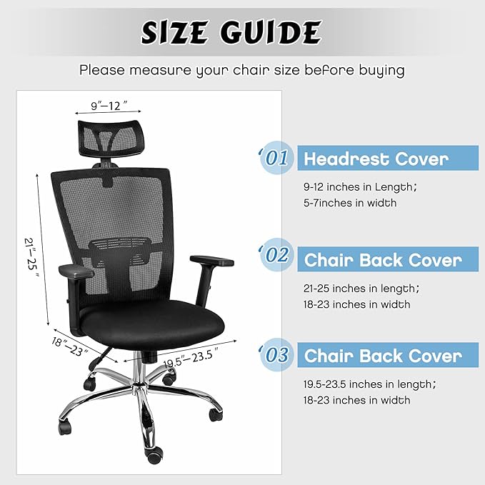 Lounsweer 3 Pieces Office Chair Cover Rolling Desk Chair Cover Gaming Covers Stretch Washable Protector Pets Slipcovers for Swivel Armchair Boss(Simple,Dark Gray)