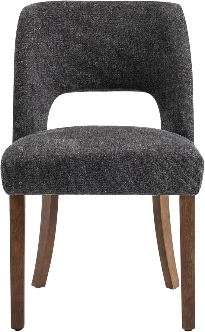 VKNOW Wooden Dining Chairs Set of 2, Modern Fabric Upholstered Dining Room Chair Kitchen Chairs, Farmhouse Dinner Chair for Kitchen Dining Room, Charcoal