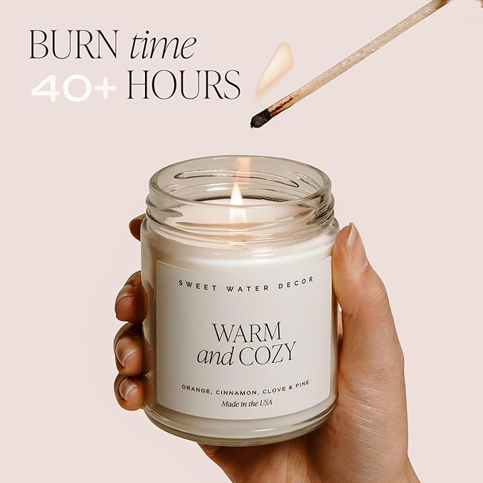 Sweet Water Decor Relaxation Candle - Soy Eucalyptus, Peppermint, and Clove Scented Spa Candles for Home - 9oz Clear Jar + Gold Lid, 40+ Hour Burn Time, Made in The USA
