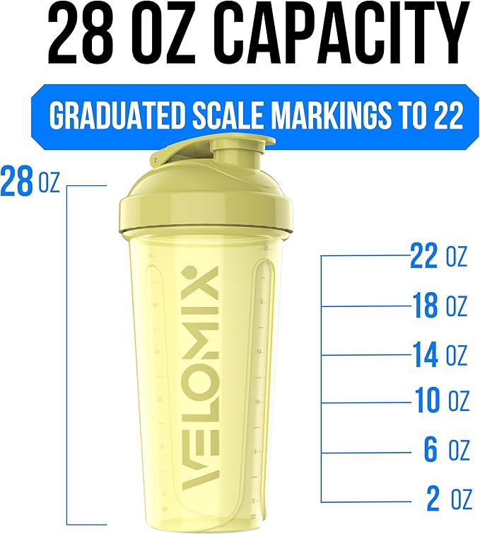 VELOMIX -6 PACK- 28 oz Protein Shaker Bottle for Protein Mixes - 6x Wire Whisk | Leak Proof Shaker Cups for Protein Shakes | Protein Shaker Bottle Pack | Protein Shake Cup (Pastel Power Series)