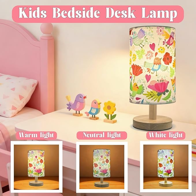 Flower Table Lamp for Girls Bedroom, Boho Pink Flowers Toddler Nursery nightlight, 3 Color Brightness, Pink Lamp, Bedtime Reading Light, Christmas Gifts for Girls