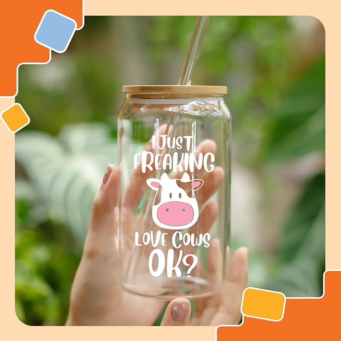 NewEleven Christmas Gifts For Her - Cow Gifts For Women - Stuff For Cow Lovers - Cute Funny Birthday Gift For Women, Best Friend, Sister, Daughter, Coworker - 16 Oz Coffee