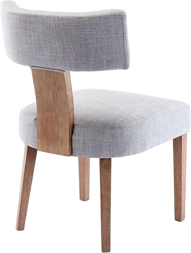 Linen Dining Chairs Set of 6, Modern Dining Chair with Wood Legs, Upholstered Dining Chairs for Dining Room, Kitchen, Vanity, Living Room, Grey