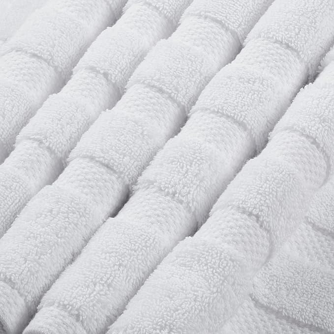 SOFE H&L | Olea Luxury Turkish Cotton Bath Towels Set of 3 : 1 Bath Towel, 1 Hand Towel, 1 Wash Cloths, White |Thick, Premium, Soft, Durable, Absorbent - Hotel Quality Towel Sets for Bathroom